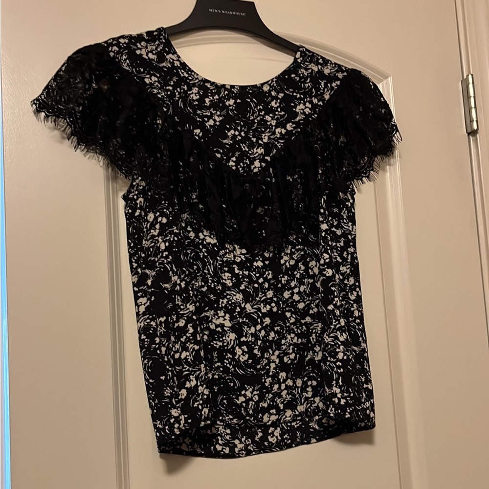 Lily Rose Black Floral Lace Blouse
